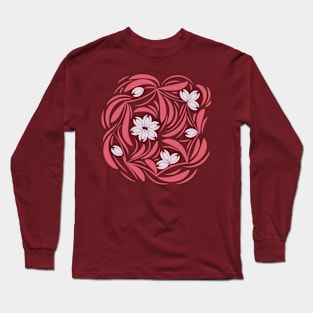 Abstract folk floral art. Flowers print, poster. Long Sleeve T-Shirt